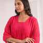 Janasya From Style Master Dobby Georgette Self Design Gathered Top & Bottom Set | Swadesiicart