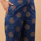 Janasya Straight Cambric Blue Tribal Round Neck Co-Ords - Swadesiicart