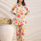 Janasya Straight Cambric Off White Floral Shirt Collar Co-Ords - Swadesiicart