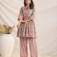 Janasya Sage Cambric Floral Co-Ords - Swadesiicart