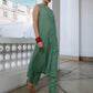 Janasya Straight Jacquard Sage Self Design V-Neck with Band Collar Kurta & Bottom - Swadesiicart