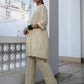 Janasya A-Line Dobby Cotton Cream Self Design V-Neck Tunic & Bottom | Swadesiicart
