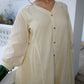 Janasya A-Line Dobby Cotton Cream Self Design V-Neck Tunic & Bottom | Swadesiicart