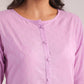 Janasya Straight Jacquard Lavender Self Design Round Neck Co-Ords - Swadesiicart