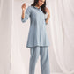 Janasya Light Jacquard Self Design Shirt Top & Bottom Set | Swadesiicart