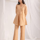 Janasya Pleated Jacquard Peach Self Design V-Neck Co-Ords - Swadesiicart