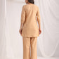 Janasya Pleated Jacquard Peach Self Design V-Neck Co-Ords - Swadesiicart