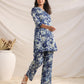 Janasya Dark Cotton Floral Straight Top & Bottom Set | Swadesiicart