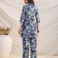 Janasya Dark Cotton Floral Straight Top & Bottom Set | Swadesiicart