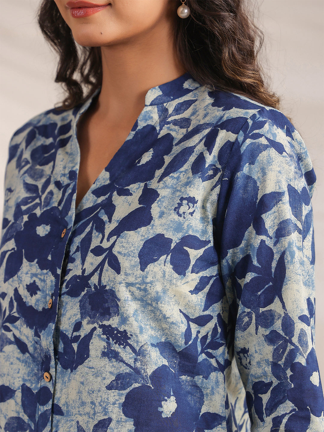 Janasya Dark Cotton Floral Straight Top & Bottom Set | Swadesiicart