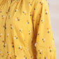 Janasya Gathering Cambric Mustard Geometric Band Collar Co-Ords - Swadesiicart