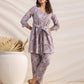 Janasya A-Line Cambric Grey Ethnic Motifs V-Neck Co-Ords - Swadesiicart