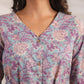 Janasya A-Line Cambric Grey Ethnic Motifs V-Neck Co-Ords - Swadesiicart