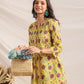 Janasya Bright Cotton Floral Pleated Top & Bottom Set | Swadesiicart