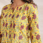 Janasya Bright Cotton Floral Pleated Top & Bottom Set | Swadesiicart