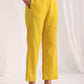 Janasya Gathering Dobby Cotton Yellow Self Design V-Neck Set | Swadesiicart