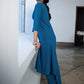 Janasya A-Line Dobby Cotton Teal Self Design V-Neck Co-Ords - Swadesiicart