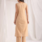 Janasya Straight Dobby Cotton Beige Solid V-Neck Co-Ords - Swadesiicart