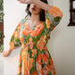 Janasya Multicolour Cambric Floral Dress | Swadesiicart
