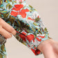 Janasya Pleated Cambric Blue Floral Band Collar Dress | Swadesiicart