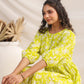 Janasya Bright Cotton Floral Gathered Dress | Swadesiicart