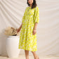 Janasya Bright Cotton Floral Gathered Dress | Swadesiicart
