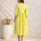 Janasya Bright Cotton Floral Gathered Dress | Swadesiicart