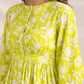 Janasya Lime Cambric Floral Dress | Swadesiicart