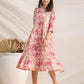 Janasya Pink Cambric Abstract Dress | Swadesiicart