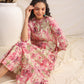 Janasya Light Cotton Abstract Gathered Dress | Swadesiicart