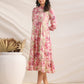 Janasya Light Cotton Abstract Gathered Dress | Swadesiicart