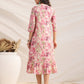 Janasya Light Cotton Abstract Gathered Dress | Swadesiicart