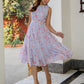 Janasya Lavender Dobby Georgette Floral Tiered Dress | Swadesiicart
