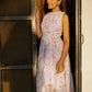 Janasya Lavender Dobby Georgette Floral Tiered Dress | Swadesiicart