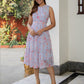 Janasya Lavender Dobby Georgette Floral Tiered Dress | Swadesiicart