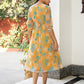 Janasya From Style Master Dobby Georgette Floral Flared Dress | Swadesiicart