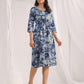 Janasya Indigo Cambric Floral Dress | Swadesiicart