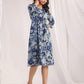Janasya Indigo Cambric Floral Dress | Swadesiicart