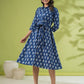 Janasya Dark Cotton Ethnic Motifs Shirt Dress Dress | Swadesiicart
