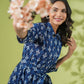 Janasya Dark Cotton Ethnic Motifs Shirt Dress Dress | Swadesiicart
