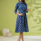 Janasya Dark Cotton Ethnic Motifs Shirt Dress Dress | Swadesiicart