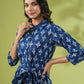 Janasya Dark Cotton Ethnic Motifs Shirt Dress Dress | Swadesiicart
