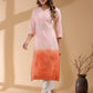 Janasya Bright Cotton Ombre Straight Kurta | Swadesiicart