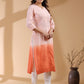 Janasya Bright Cotton Ombre Straight Kurta | Swadesiicart