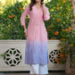 Janasya Bright Cotton Ombre Straight Kurta | Swadesiicart