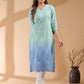 Janasya Bright Cotton Ombre Straight Kurta | Swadesiicart