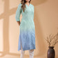 Janasya Bright Cotton Ombre Straight Kurta | Swadesiicart
