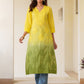 Janasya Bright Cotton Ombre Straight Kurta | Swadesiicart