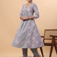 Janasya Light Blue Cambric Floral Set | Swadesiicart