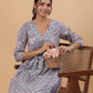 Janasya Light Blue Cambric Floral Set | Swadesiicart